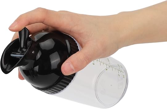 HERCHR Salad Dressing Shaker, Salad Dressing Shaker Container with Pour Spout for Making, Mixing, Sauces, Dripless Pour, Soft Grip 200ml(Black)