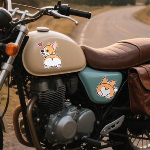 Image of Corgi Car Decal Sticker Set of 5 - Cute Funny Cartoon Dog Stickers for Car, Laptop, Bumper, Window - Gifts for Corgi Lovers, Vinyl Waterproof Automotive Accessories, 10-12cm