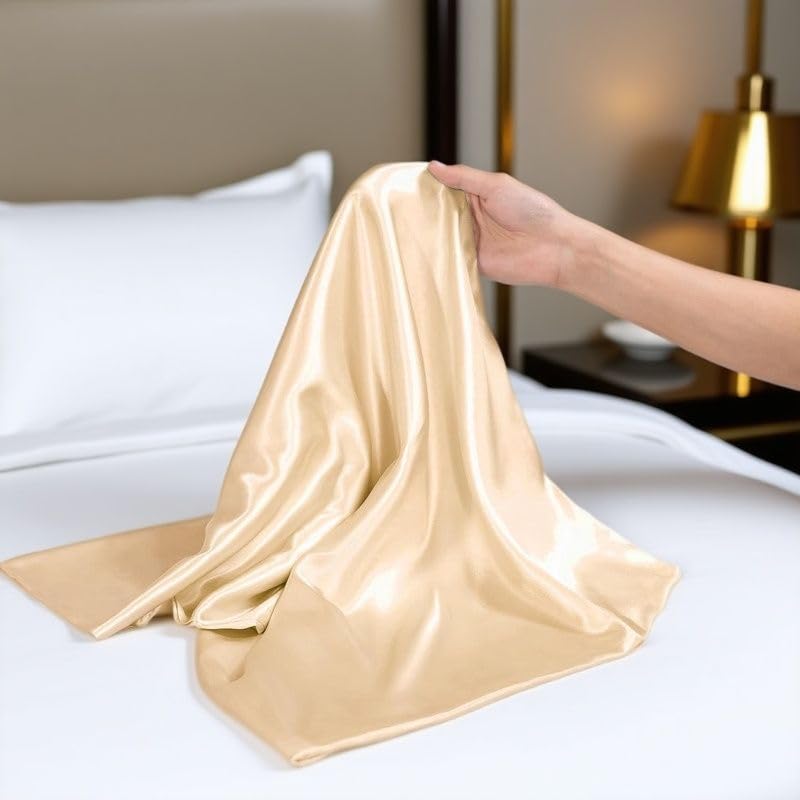 Image of 2 Pack Zippered Satin Toddler Pillowcaes, 14x 20 Inches, Luxury and Silky Soft Travel Zip Pillow Cases (14x20 Inch (Pack of 2), Champagne)