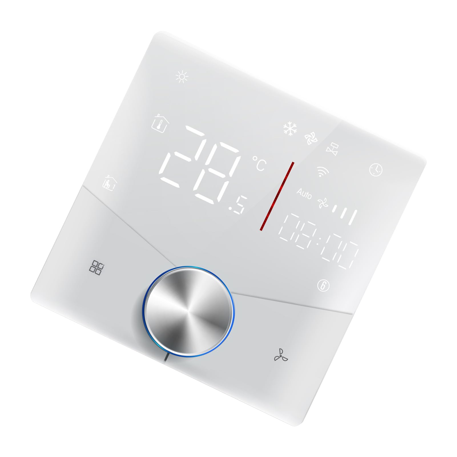 Bediffer Termostat Wi-Fi Energooszczędny Panel Sterowania LED Touch 5 i 2 Programowalny do Nowoczesnej Dekoracji Wnętrz (Biały)