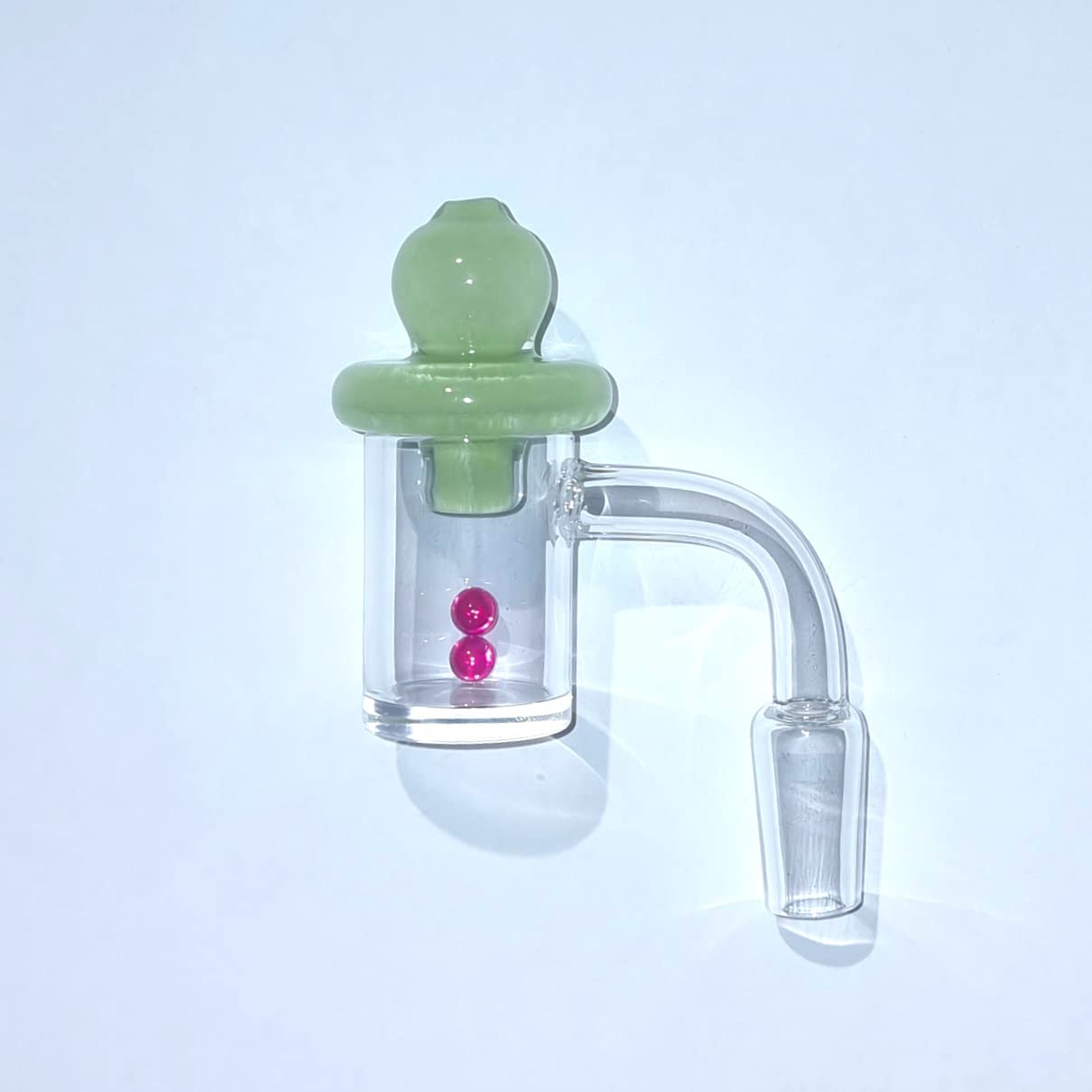 Quartz Banger and Balls Set - Thick Glass UFO Dabber Cap (Choose Colors) (14mm Male, Green)