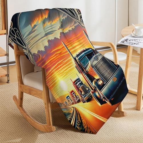 Couverture Polaire Flannel Camion Douillette pour Soirée Cocooning