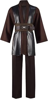 Men's Tunic Costume Halloween Anakin Costume Brown Tunic Hooded Robe Cosplay Full Set Knight Uniform Adult Outfit