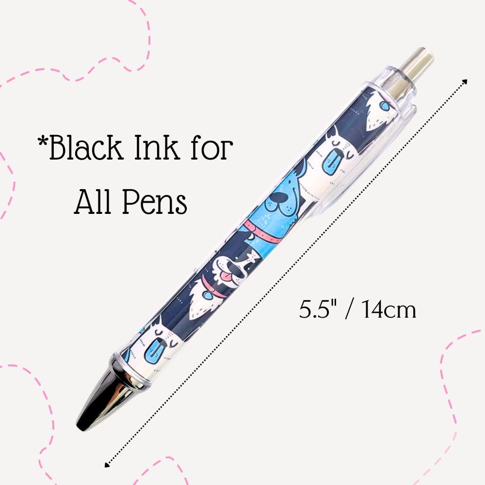 YJ PREMIUMS 8PC Dog Writing Pens Veterinary Ballpoint Ink Pen Set for Dogs Lovers Doggie People Kawaii Puppy Paw Print Vet Med School Supplies Students Stationary Animal for Men Women Themed Gifts