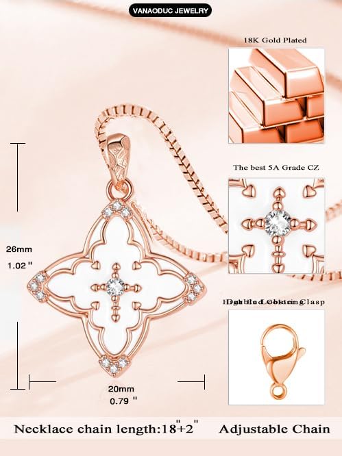 Clover Necklaces for Women,Cross Necklace,Birthday Gifts for Wife Her Mom, 18K White Gold/Rose Gold /14K Gold Womens Fashion Jewelry Gifts - Image 2