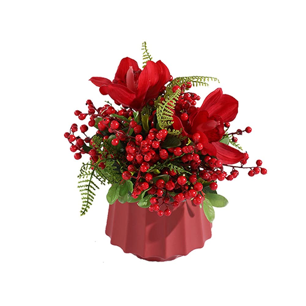 XDLEDMKIZ Artificial Flowers Indoor Artificial Flower Lucky Fruit Holly Fruit Living Room Decoration Simulation Flower Berry Acacia Bean Porch Fake Flower Blueberry Decor