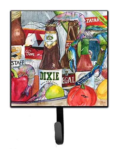 Caroline's Treasures 1017-2SH4 New Orleans Beers and Spices Leash or Key Holder, Wall Hooks, Key Hooks Holder, Coat Rack Wall Mount, Coat Hooks, Hooks for Hanging Keys, Towels, Aprons, Leashes,