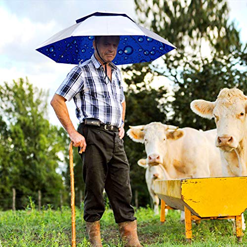 Redswing 37" Diameter Large Umbrella Hat For Adults And Kids, Hands Free Uv Protection Head Umbrella Double Layer For Fishing, Gardening, Beach And Golf, Silver 1 Pack #TOP2