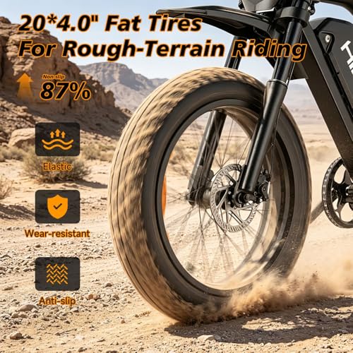Image of 1500W Peak Electric Bike for Adults, 20 inch x4.0 Fat Tire Ebike, Class 2 Moped Style All-Terrain Electric Bicycle with Advanced Suspension, UL 2849 Certified Removable Battery