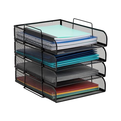 Mind Reader Stackable Paper Tray, Desktop Organizer, File Storage, Office, Metal Mesh, 10.5' L x...