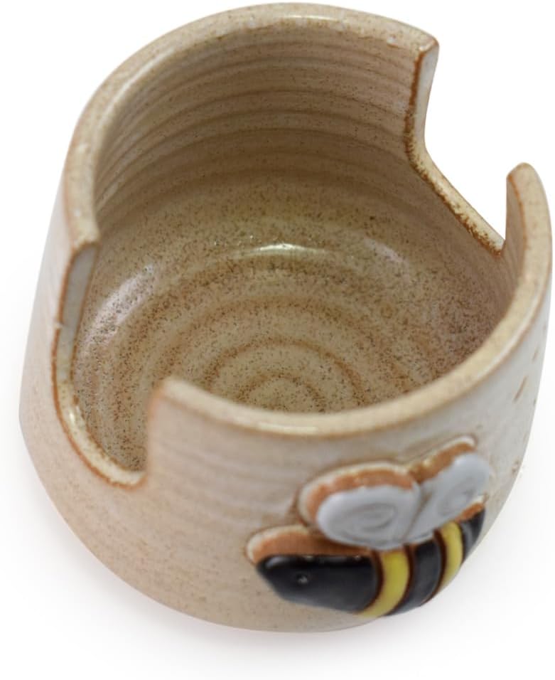 American Made Pottery Kitchen Sponge Holder, Busy Bee Motif