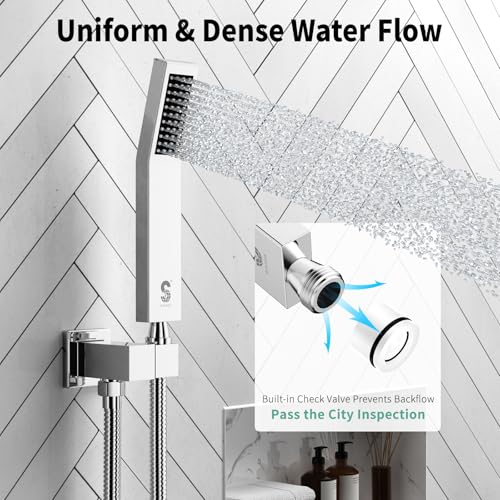 Image of SR SUN RISE 16 Inch Ceiling Mount Rain Shower System,Polished Chrome