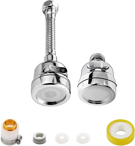 Grifo de cocina Pulverizador Cabeza Accesorio 360 Rotativo Moveable Grifo de Alta Presión Booster 3 Modos Ajuste (2PCS)