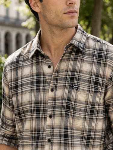 Image of NOBERO Men's Cotton Checkered Shirt | Full Sleeve Casual Shirt for Men | Relaxed Fit | Soft and Breathable | Everyday Casual Wear