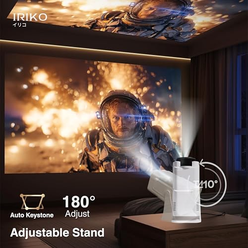 Image of IRIKO Prizm Plus Projector WiFi 6 Mini Projector with Bluetooth 5.2, Native 1080P Full HD Support, 150 inch Display, Auto Keystone & 180 Adjustable Stand, Portable Home Theater Projecter. (Prizm Plus)
