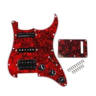 Alnicov Pickguard pré-câblée avec micro SSH pour guitare électrique – perle rouge - Les Beatles, Paul McCartney, John Lennon, RIngo Starr, George Harrison