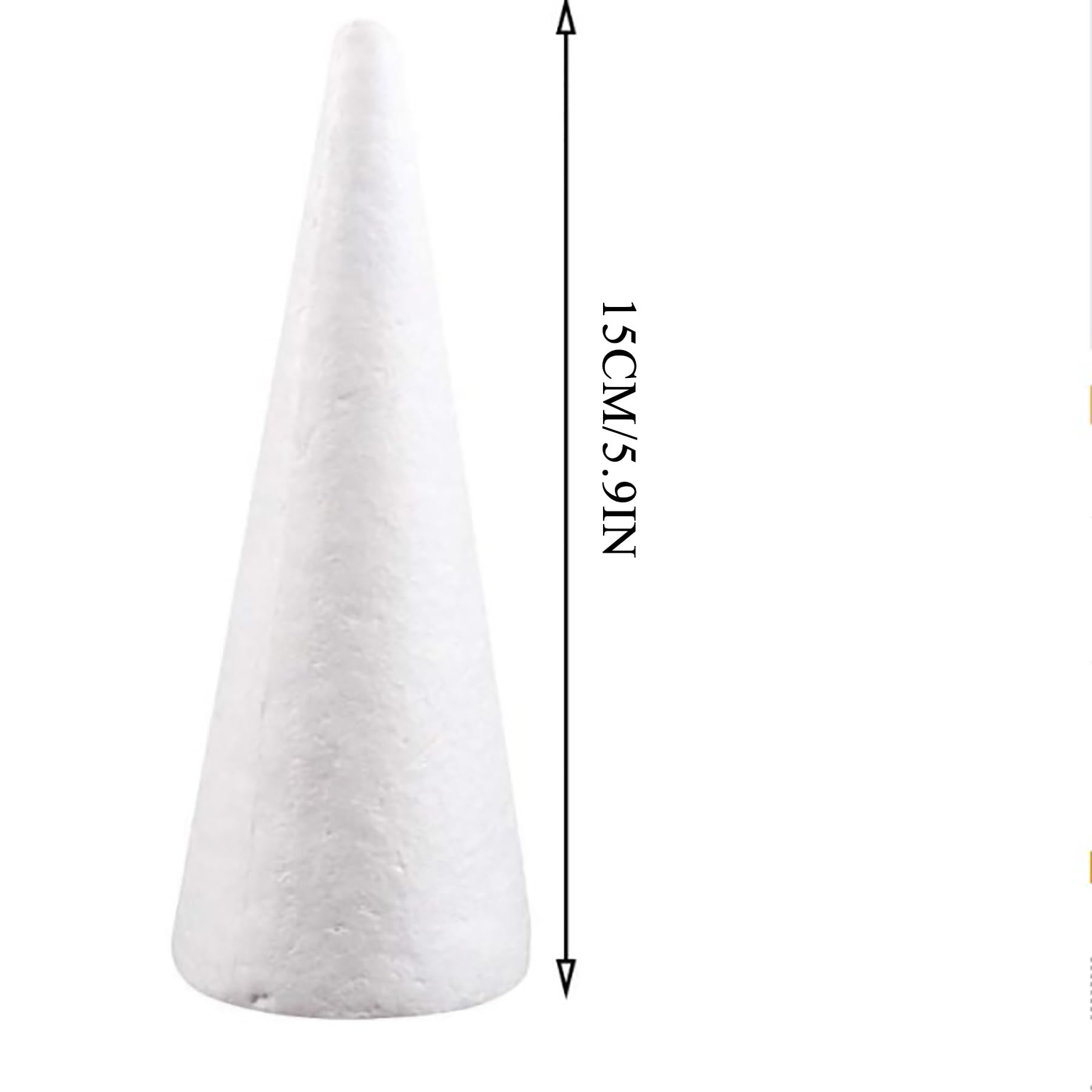 Wensmy 6pcs 15cm Foam Cones Craft Styrofoam Cone Shaped White Crafts Cake Towers for DIY Craft Christmas Tree Decoration Flower Arrangement Props for Christmas Party (6PCS 15CM) - Image 2