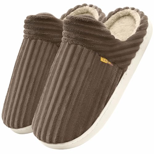 TOMEEK Pantoufles Femme en Peluche Hiver Chaussons Femme Chauds Doux et Légers pour la Maison Chausson Plats pour Invités Chaussons Doudou(Café,40-41)