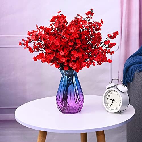 Babys Breath Silk Flowers 6 Bundle Red Flowers Fake Baby's Breath European Artificial Flowers with Stem Real Touch Flower Artificial Gypsophila for Christmas Home Wedding DIY Flowers Party Decor