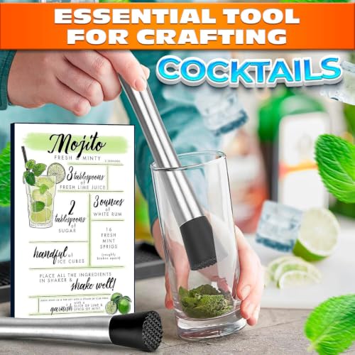 2 Pcs Bar Muddler for Cocktails, 8 in Stainless Steel, Nylon Head by Lagarto - Used condition - Image 6