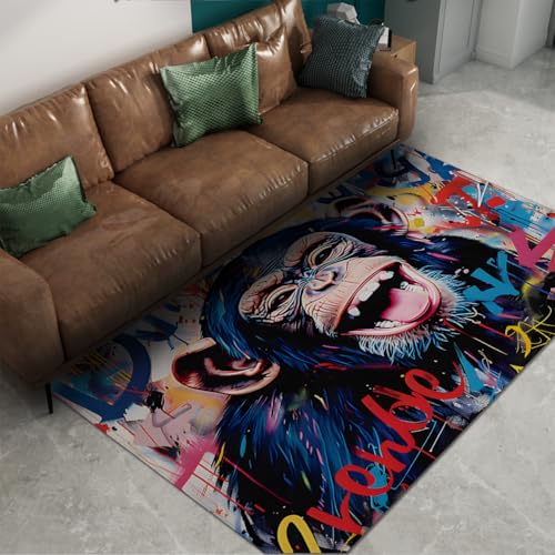 Tapis antidérapant grand singe pop art 60x120 lavable pour salle à manger - 6