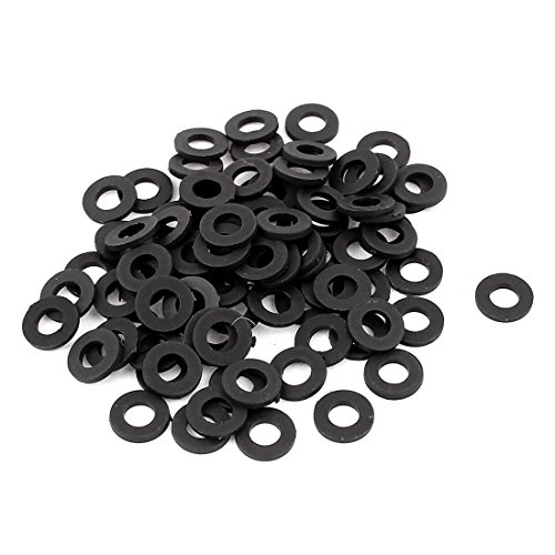 Sourcingmap 4mm x 8mm x 1mm Insulation Nylon Flat Spacer Washer Black 100pcs