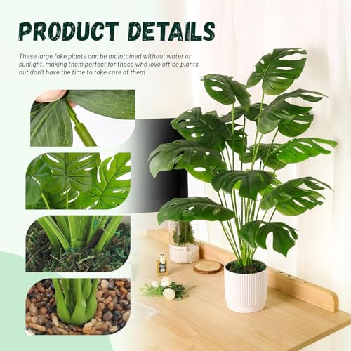 Der Rose Fake Plants Artificial Plants Tall 71cm Adjustable Faux Monstera Plants Indoor Outdoor for Home Bedroom Living Room Bathroom Decor - Image 5