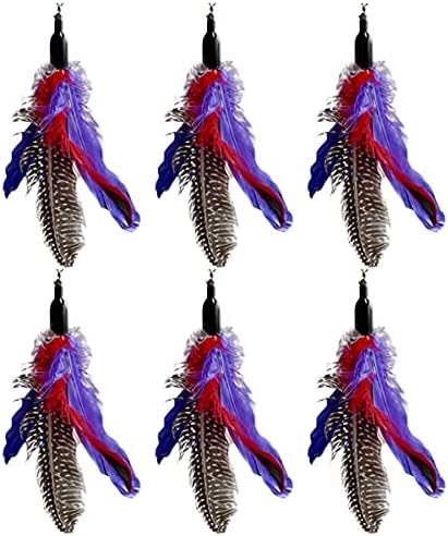 JKSHOP Handmade Natural Feather Cat Toy Refills,Multi Feather Teaser and Exerciser for Cat and Kitten,Interactive Cat and Kitten Toy - 6…