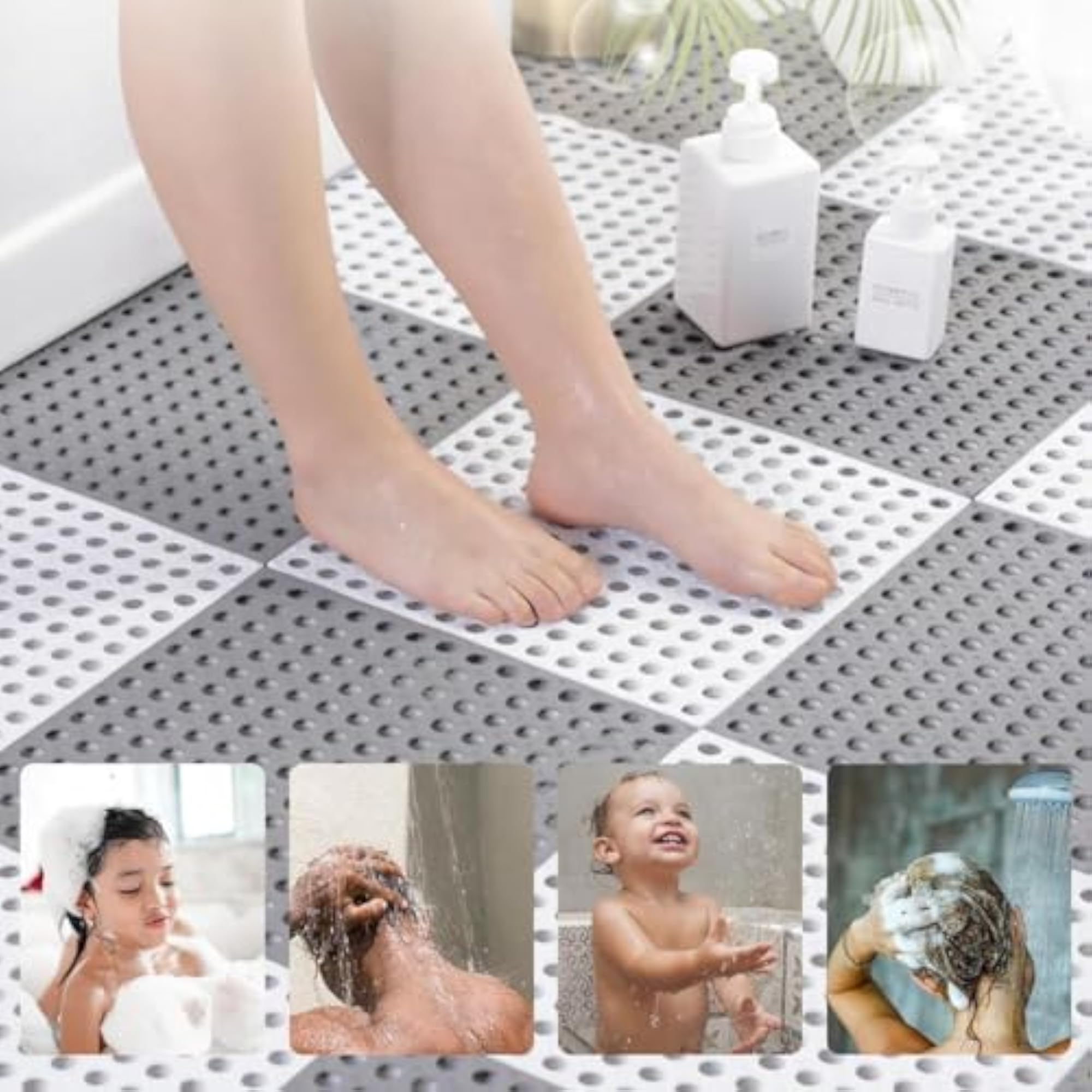 Interlocking Floor Tiles with Drain Holes, Soft PVC Mat