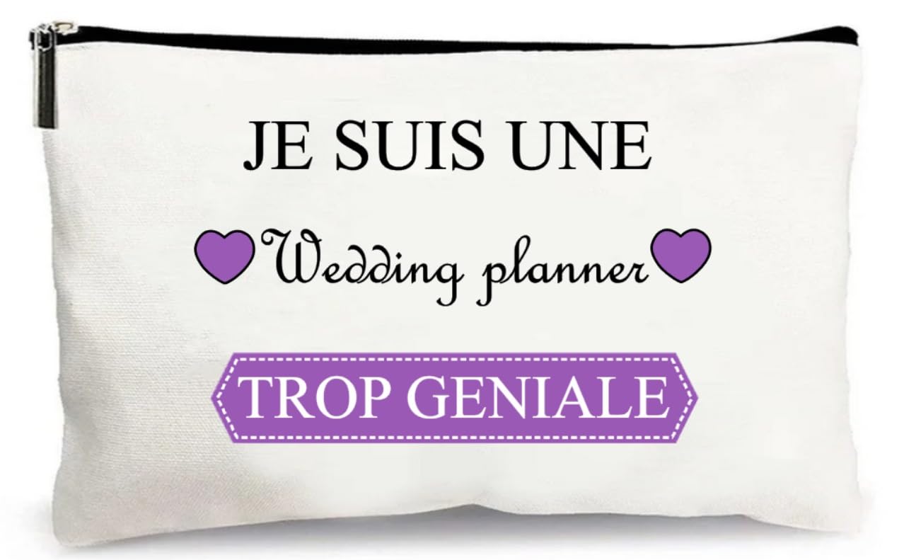 Générique Trousse Beige Je Suis une Wedding Planner Trop Géniale Idée Petit Cadeau Personnalisé Remerciement Mariage Organisateur Organisatrice Femme Fait Main Original Rangement Maquillage Stylo