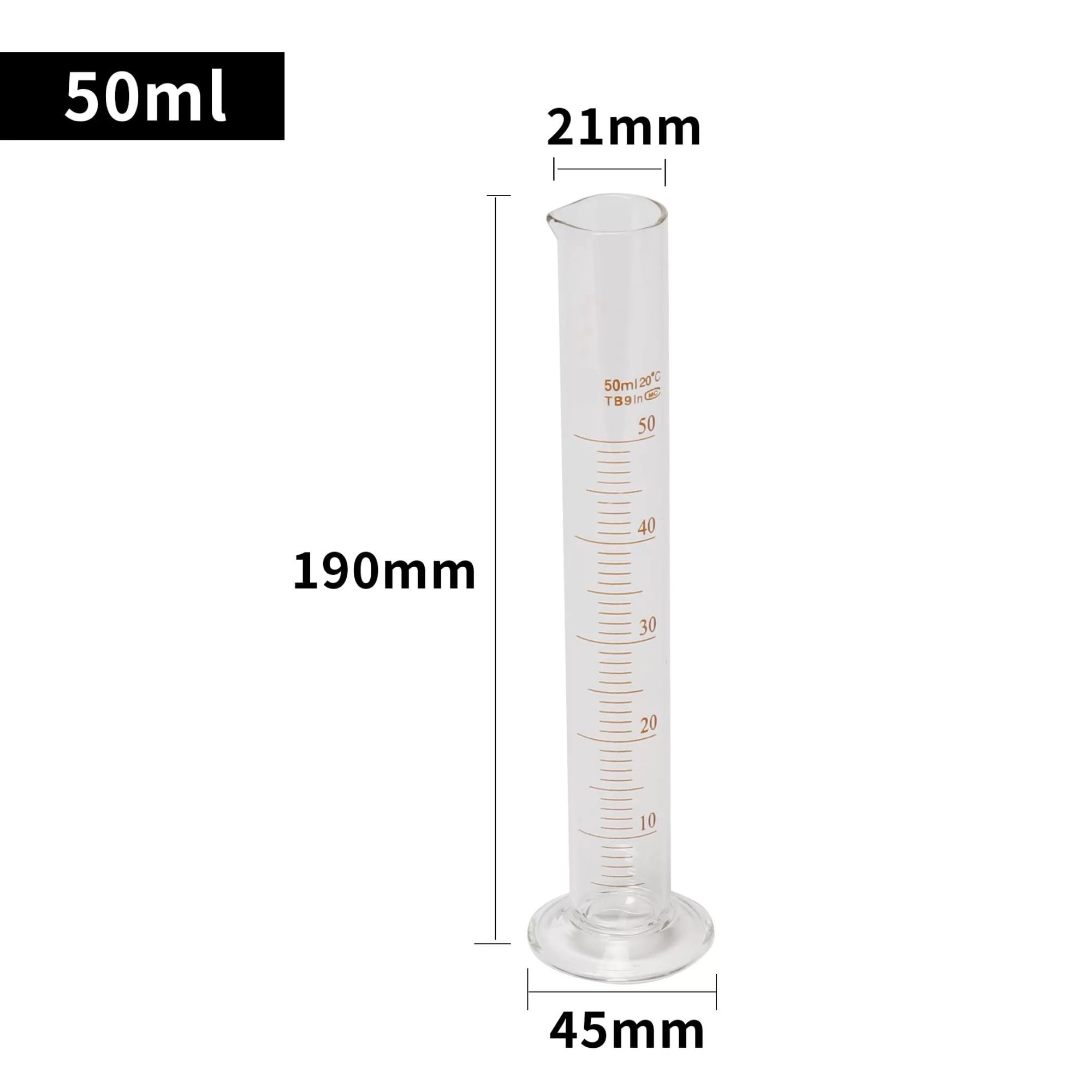 Laboratory Graduated Cylinders—Heavy-Duty Glass Measuring Instruments(50ml)