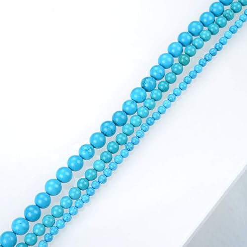 Miniatura 6 de 1 hebra Adabele - Piedra preciosa azul turquesa estabilizada natural de 0.157 in (0.16 pulgadas), cuentas sueltas redondas y espaciadoras (90-100