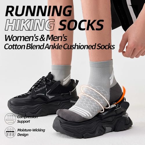 Men's sports ankle socks,Arch support compression quarter socks,Moisture wicking quick drying,4 pack3