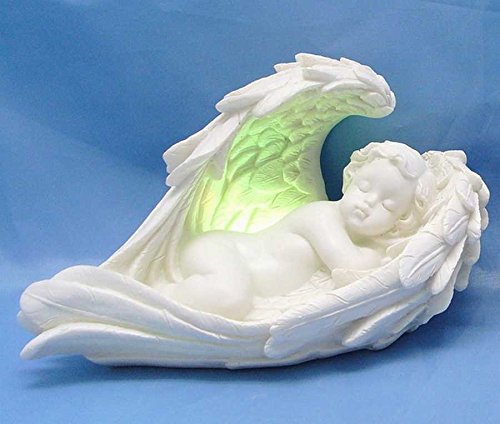 Le coin cadeaux Figurine Ange, chérubin Lumineuse dans Les Ailes Statue Statuette Mariage baptême Noël déco 10.5x18cm