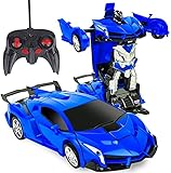 RC Cars, Transform Coche Robot Deformation Juguete para Niños Boys Girls - 1:18 Scale Transforme Robot Control Remote Control Coche con Una Transformación De Botón Y 360 Velocidad Drifting-Orange