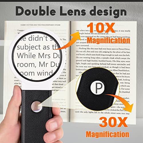 Anourney 10X 30X Magnifying Glass With Light And Stand, Handheld Standing Led Illuminated Magnifier, Folding Reading Magnifying Glass With For Seniors Read, Coins, Stamps, Map, Jewelry, Close Work #TOP3
