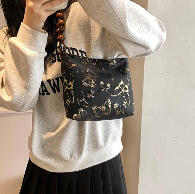 Silk Embroidered Butterfly Handbag – Magnetic Closure Tote for Women, Elegant & Spacious for Daily Use4