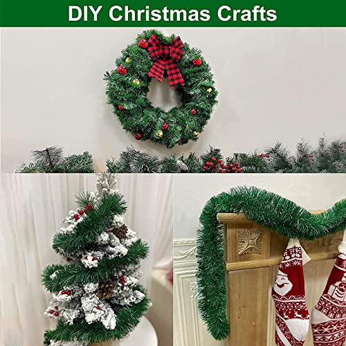 Turnmeon 2 Pack Total 100 Ft Artificial Christmas Garlands Greenery Decorations, Each 50 Ft Soft Green Pine Garland Holiday Christmas Decoration Outdoor Indoor Home Stairs Fireplace Mantle Xmas Party #TOP5