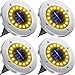 Biling Luces solares de Suelo,Luces solares de Disco para jardín al Aire Libre,lámpara iluminación de Paisaje esuelo 16 LED,Luces solares Impermeables IP65 para Patio-Paquete 4(Blanco Cálido)