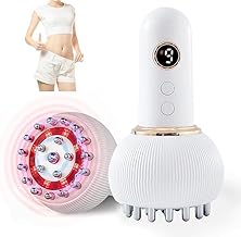 HobbyLobby 4-in-1 Lymphatic Drainage & Cellulite Massager – Microcurrent Body Sculpting Device with Red Light, Heat & Vibration for Legs, Arms, Stomach – Rechargeable Slimming Tool (White Scalp Massager)