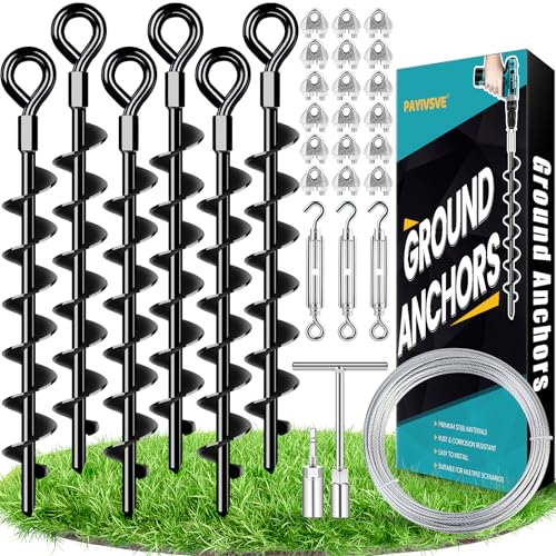 Ground Anchors Shed Anchors Kit with 1/8" Galvanized Cable and