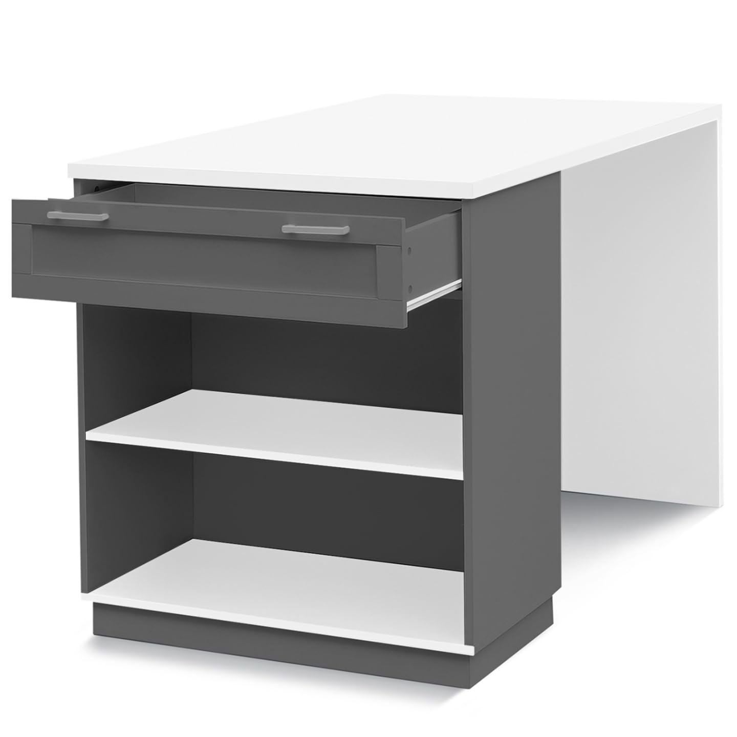 IDMarket - Ilot Central Mange-Debout 4 Personnes VITO 130 cm Gris et Plateau Blanc