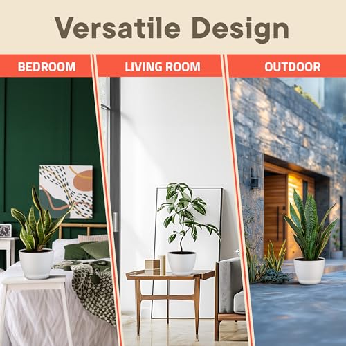 Campior Plastic Plant Pots with Drainage - Home Decor Flower Pot, Stackable Design for Indoor and Outdoor Use, Lightweight and Sturdy, Space-Saving, (7”, 6.6”, 6”, 5.3”, 4.8” Inches), Pack of 5, White by Campior - Image 9