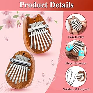 Mini Kalimba 8 touches, EEEKit 2 Packs Piano à pouces en bois, piano de poche Kalimba en forme de chat et de goutte avec… - Les Beatles, Paul McCartney, John Lennon, RIngo Starr, George Harrison Mini Kalimba 8 touches, EEEKit 2 Packs Piano à pouces en bois, piano de poche Kalimba en forme de chat et de goutte avec… – Image 3