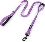 Plutus Pet Feuille de chien 6ft Long, Traffic rembourré deux poignées,Travail lourd,Reflectif double poignées plomb pour le contrôle de l'entraînement de sécurité,Lignes pour les grands chiens ou les chiens moyens,Poignées doubles plombs(bleu clair)