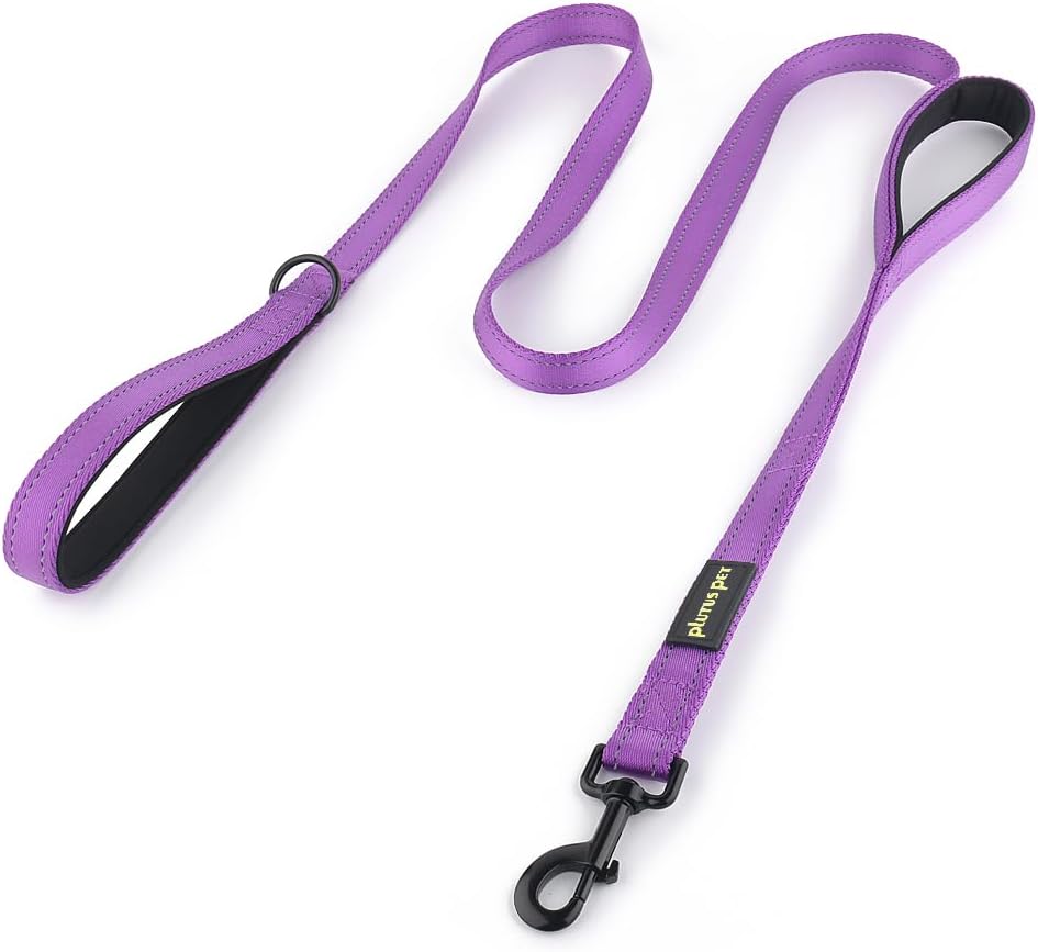 Plutus Pet Dog Leash 6ft Long, Traffic Padded Two Handle, Heavy Duty, Reflective Double Handles Lead for Control Safety Training, Leashes for Large Dogs or Medium Dogs, Dual Handles Leads (Purple)