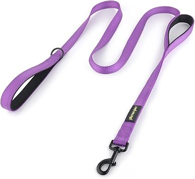 Plutus Pet Dog Leash 6ft Long, Traffic Padded Two Handle, Heavy Duty, Reflective Double Handles Lead for Control Safety Training, Leashes for Large Dogs or Medium Dogs, Dual Handles Leads Purple