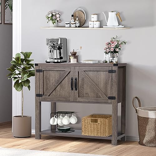 Farmhouse Buffets And Sideboards Kitchen Sideboard Buffet Storage Cabinet Buffet And Hutch Buffet Table Entryway Standing Storage Chest With 2 Doors And Bottom Open Shelf For Living Room(Grey Wash) #TOP4