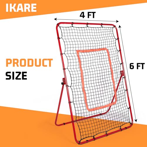image for ikare 6x4 FT Pitch Back Baseball Rebounder, Adjustable Softball Bounce