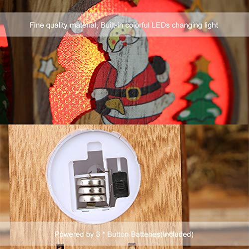 Andoer Casa de madeira luminosa de Natal com LEDs coloridos de luz DIY Chalé de madeira Árvore de Na